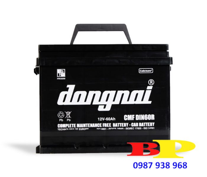 Ắc quy khô miễn bảo dưỡng Đồng Nai CMF DIN60R - 12V - 60Ah