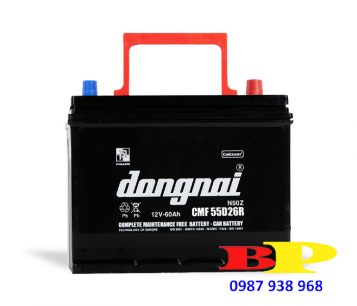 Ắc quy khô miễn bảo dưỡng Đồng Nai CMF 55D26R - 12V - 60Ah